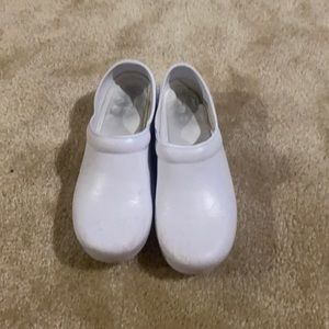 White nursing clogs